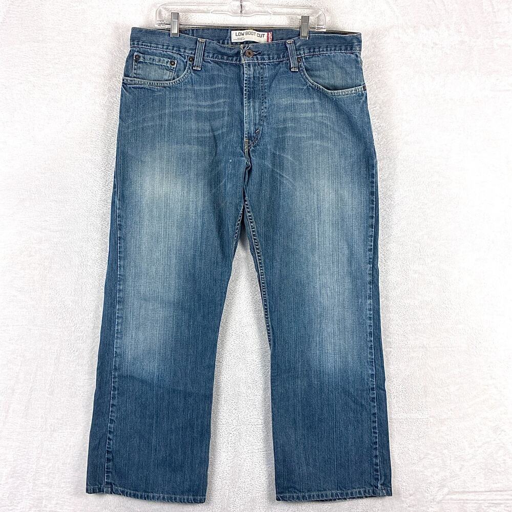 VTG Levis 527 Jeans Men 38x32 (38x30) Faded Whiskered Low Boot Cut Western Y2K